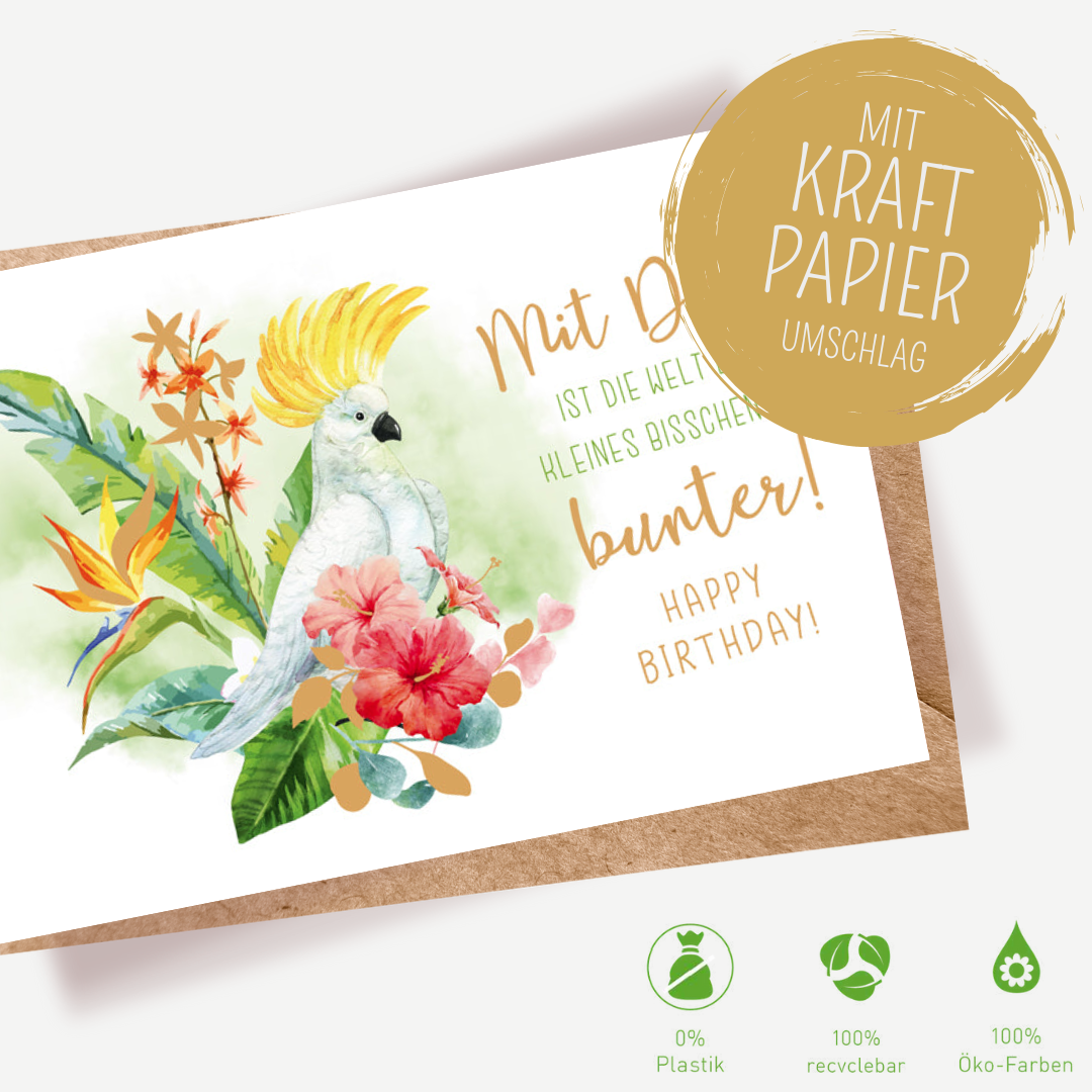 Green Karma Doppelkarte - Bunter Kakadu