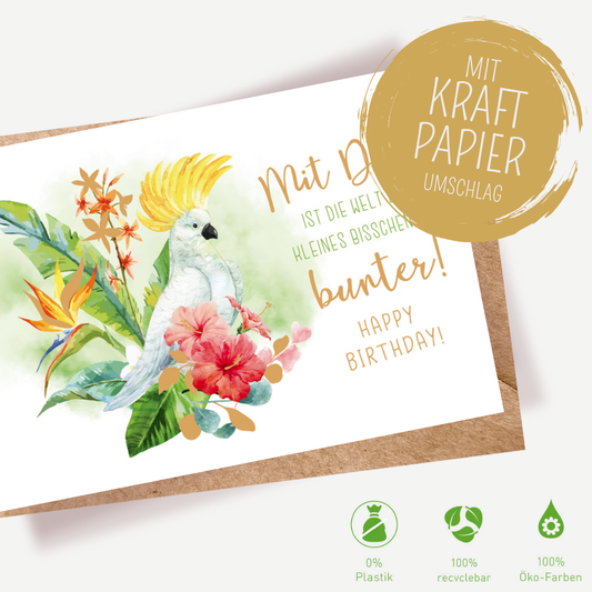 Green Karma Doppelkarte - Bunter Kakadu