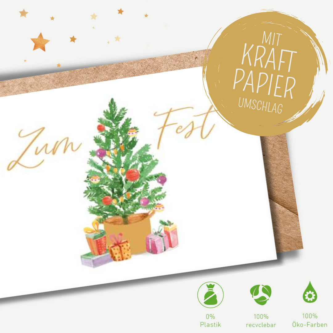Green Karma XMAS Midikarte - Kleine Weihnachtstanne mit Geschenken