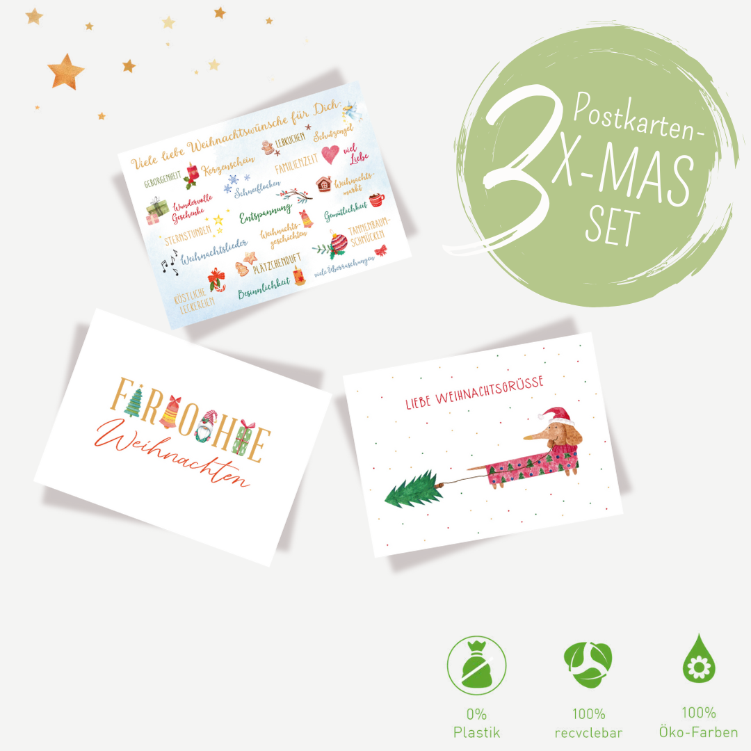 3er X-MAS Postkarten-Set: Adventszauber