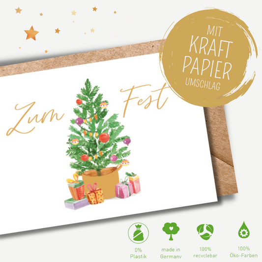 Green Karma XMAS Midikarte - Kleine Weihnachtstanne mit Geschenken