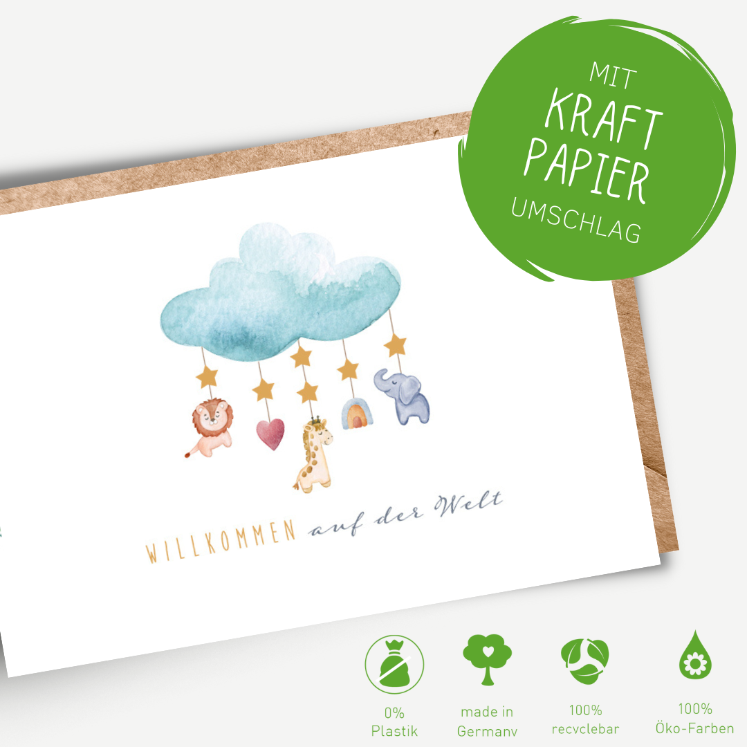 Green Karma Doppelkarte - Niedliches Wolken-Mobilé