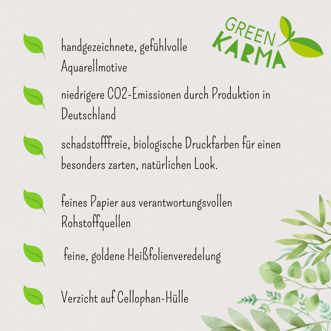 Green Karma Doppelkarte - Viele bunte Herzen