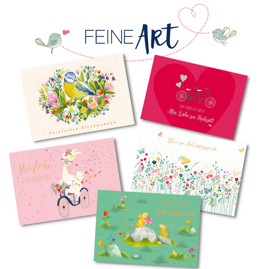 Glückwünsche auf die feine Art - 5er Doppelkarten-Set